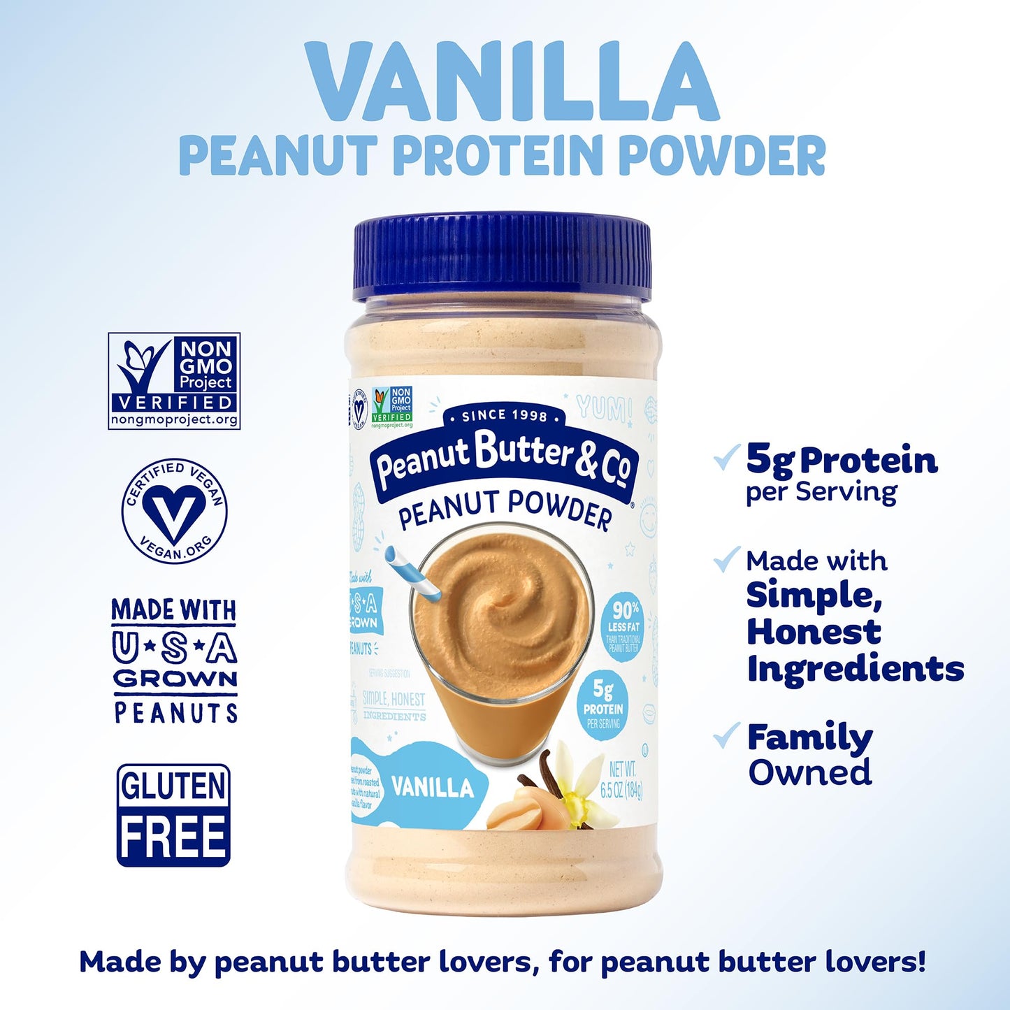 Peanut Butter & Co. Vanilla Peanut Powder, Non-Gmo Project Verified, Gluten Free, Vegan, 6.5 Ounce (Pack Of 6)