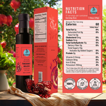 Levamare Pomegranate Molasses, 100% Natural, No Added Sugar, Vegan, 12 oz