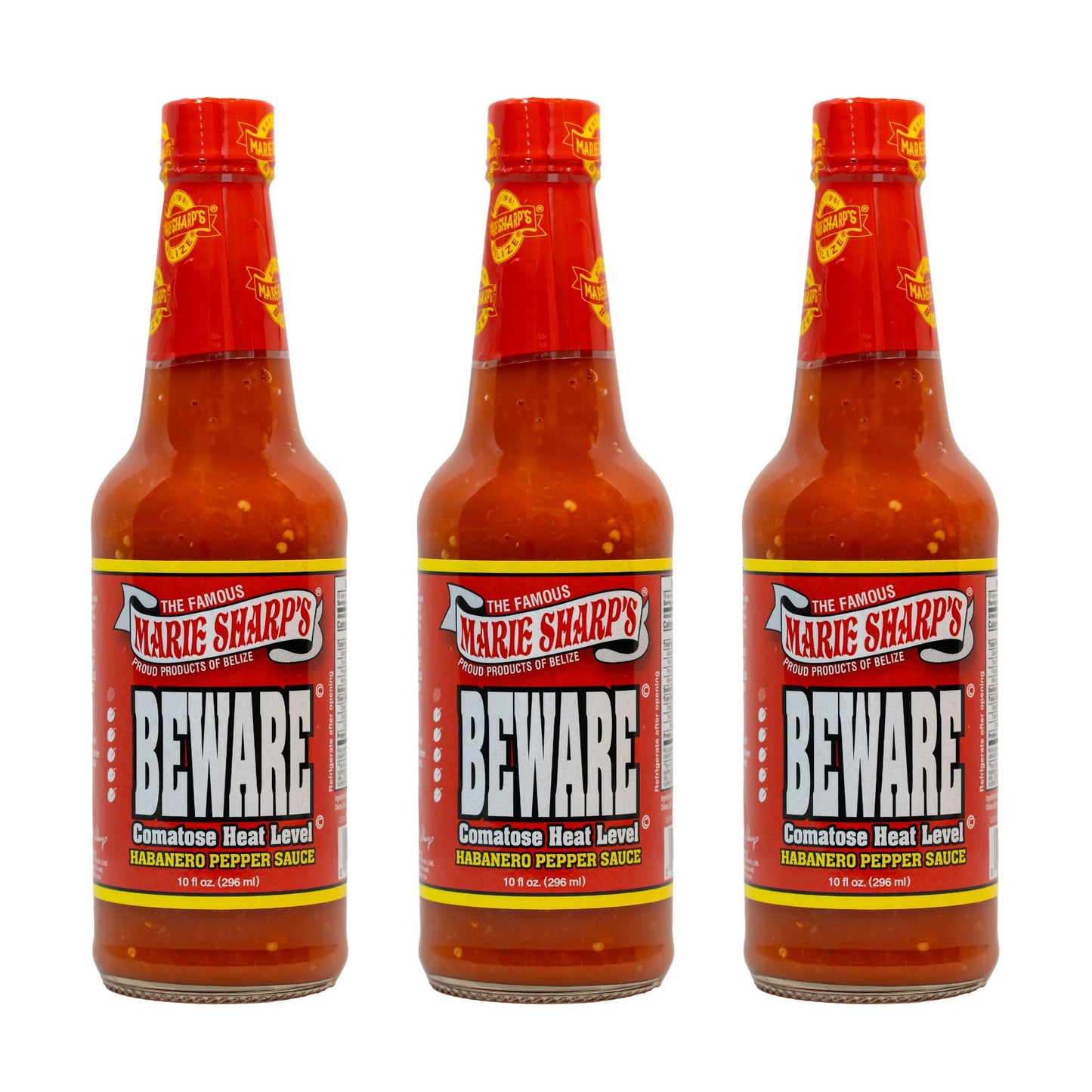Marie Sharps BEWARE Comatose Heat Level Habanero Pepper Sauce, 10 oz | Extreme Heat Hot Sauce from Belize | All-Natural, No Pres