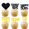 18pcs Black Gold Glitter Dessert Cupcake Pick for Straight Outta 1975 Cheer to 50 Years Old Theme Decor Supplies Happy 50th Birt