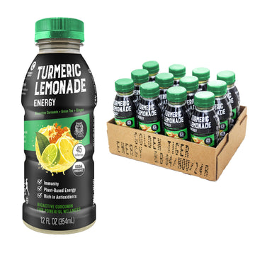 Golden Tiger Turmeric Lemonade, Energy - Organic Superfood-Infused Sports Drink With Curcumin, Ginger, & Green Tea - Antioxidants For Energy, Recovery, And Immunity, 45 Cals (12-Pack)