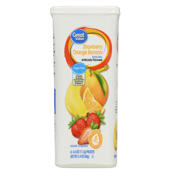 Great Value: Strawberry Orange Banana 6 Tubs Drink Mix, (Pack Of 2)