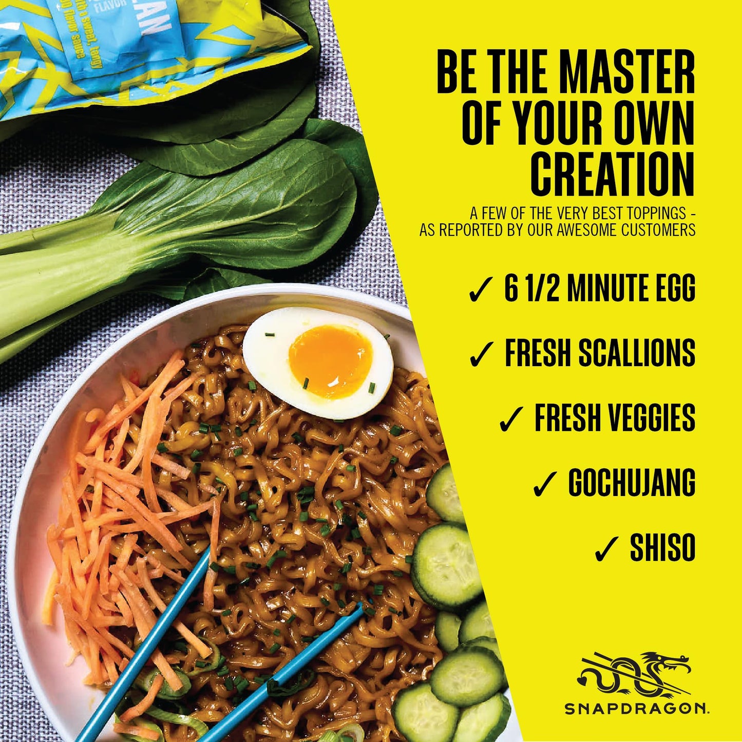 Snapdragon Instant Noodles with Korean BBQ Sauce - 12-Pack Microwave Noodles for Cup, Bowl, Ramen or Stir Fry