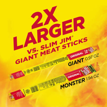 Slim Jim Smoked Meat Sticks, Original Flavor, High Protein, 1.94 oz (18 Count)