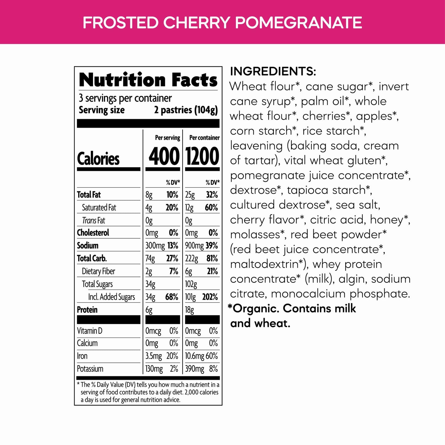 Nature'S Path Organic Frosted Cherry Pomegranate Toaster Pastries, 11 Oz (Pack Of 1), Non-Gmo