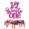 ZHUOWEISM Cake Topper Glitter Half Way to Go Decoration for 6 Months Birthday, Rose Red, Paper, 1 PCS