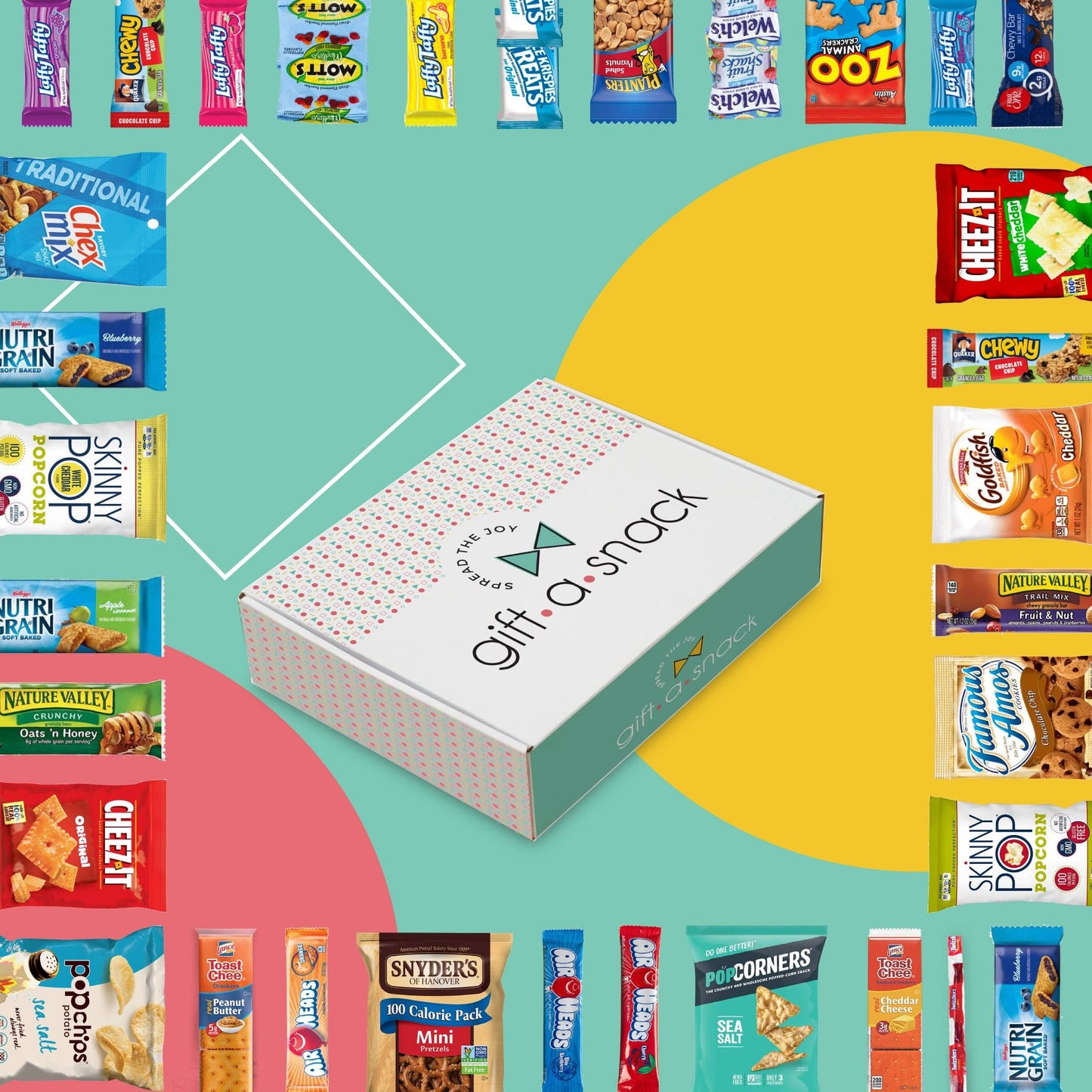 Gift A Snack - Holiday Christmas Stocking Stuffer Snack Box Variety Pack Care Package + Greeting Card (40 Count) Birthday Sweet Gift Basket Candies Chips ers Bars