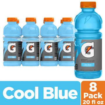 Gatorade Thirst Quencher Sports Drink, Cool Blue, 20Oz Bottles, 8 Pack, Electrolytes For Rehydration