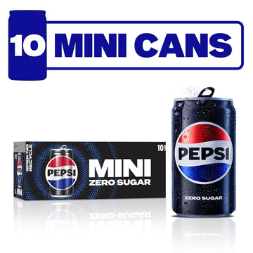 Pepsi Zero Sugar Cola Soda Pop, 7.5 Ounce Mini Cans, (10 Pack) (Packaging May Vary)