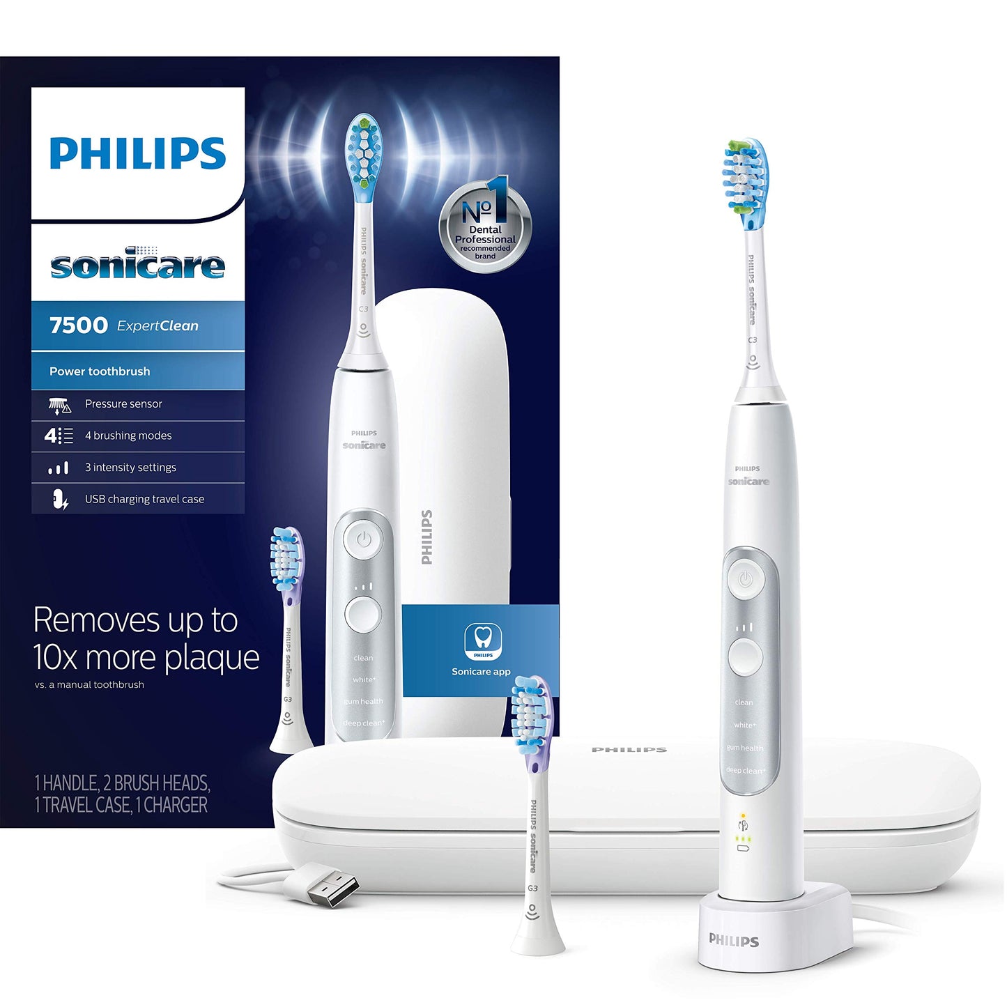 Philips Sonicare Expertclean 7500, Rechargeable Electric Power Toothbrush, White, Hx9690/06