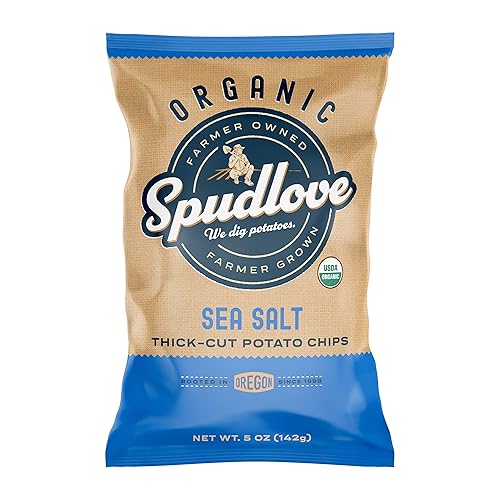 Spudlove Organic Potato Chips Kettle-Style Thick-Cut Sea Salt 5 Oz Bag