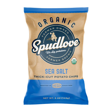 Spudlove Organic Potato Chips Kettle-Style Thick-Cut Sea Salt 5 Oz Bag