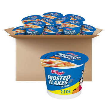 Kellogg s Frosted Flakes Breakfast Cereal Cups, 8 Vitamins and Minerals, Kids Snacks, Original, 25.2oz Case (12 Cups)