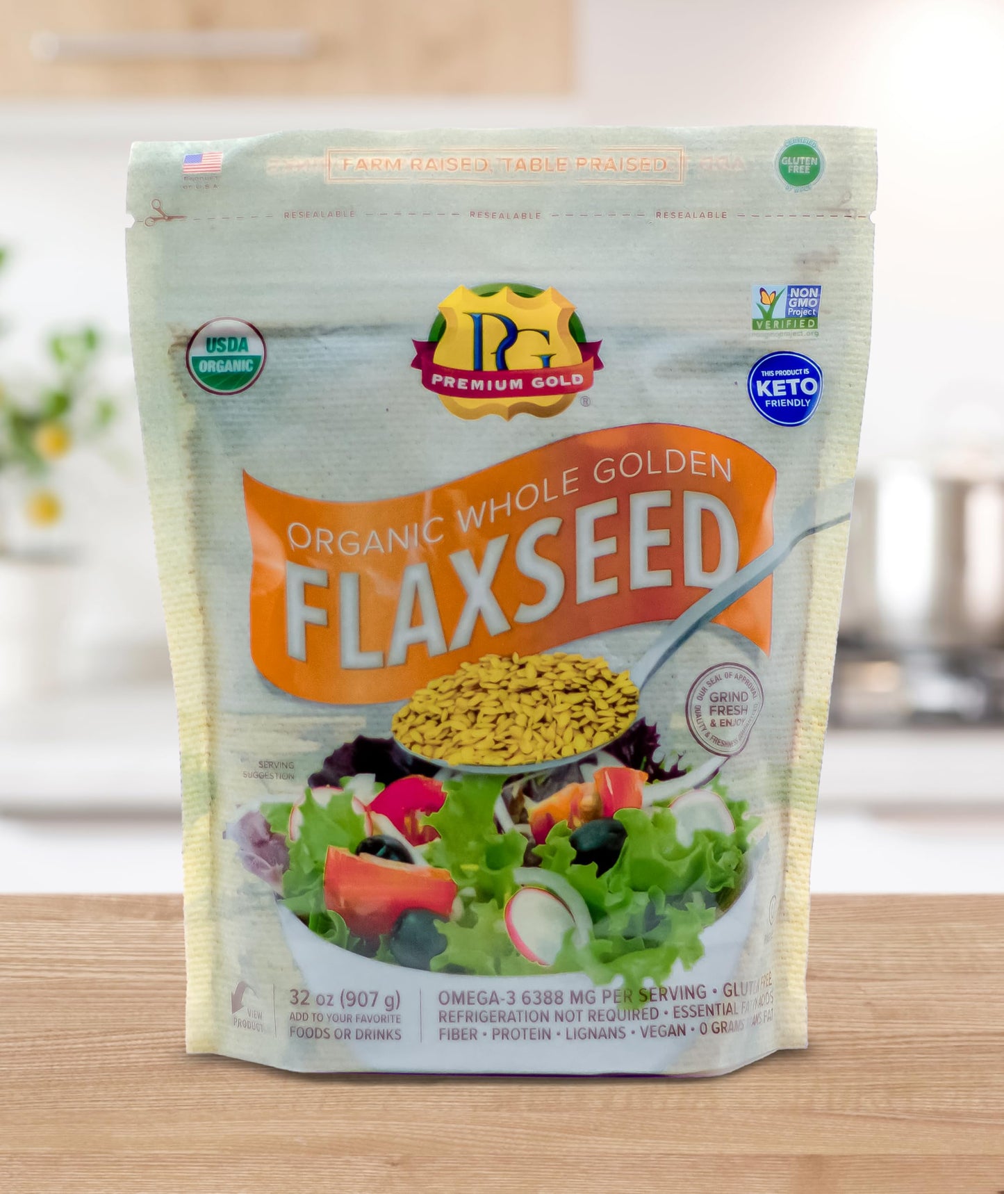 Premium Gold | Organic Whole Flax Seed | High Fiber Food | Omega 3 | 6 Pounds