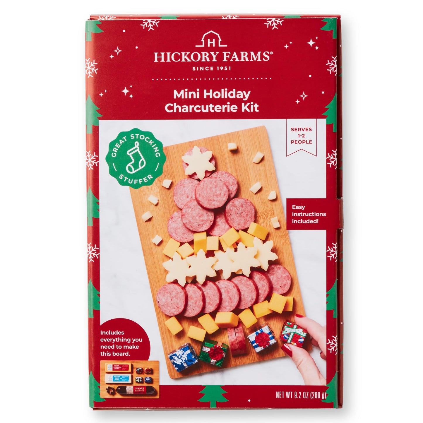 Hickory Farms Holiday Charcuterie Board Food and Chocolate Kit (2 Pack) | Meat and Cheese Christmas Gift Basket | Summer Sausage