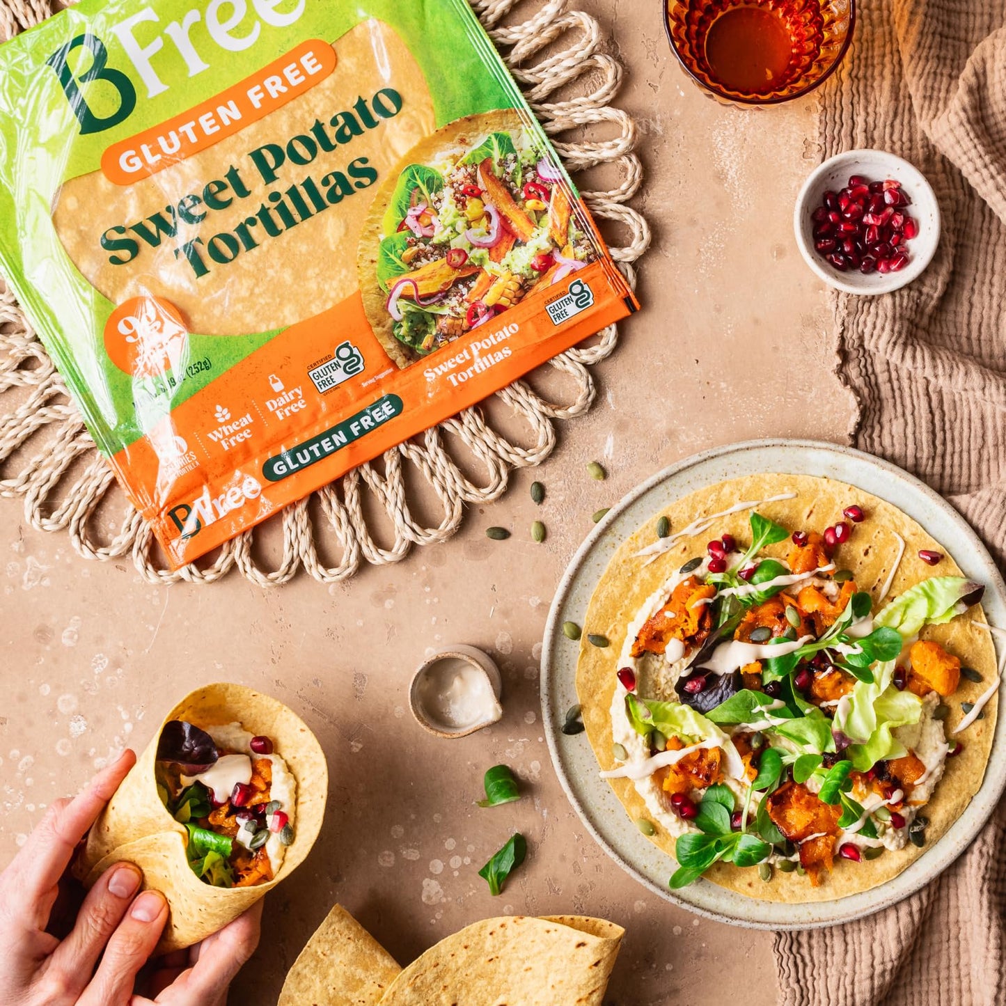 Bfree Gluten Free Sweet Potato Tortilla Wraps, 8.89 Oz - 6 Tortillas (Pack Of 3)