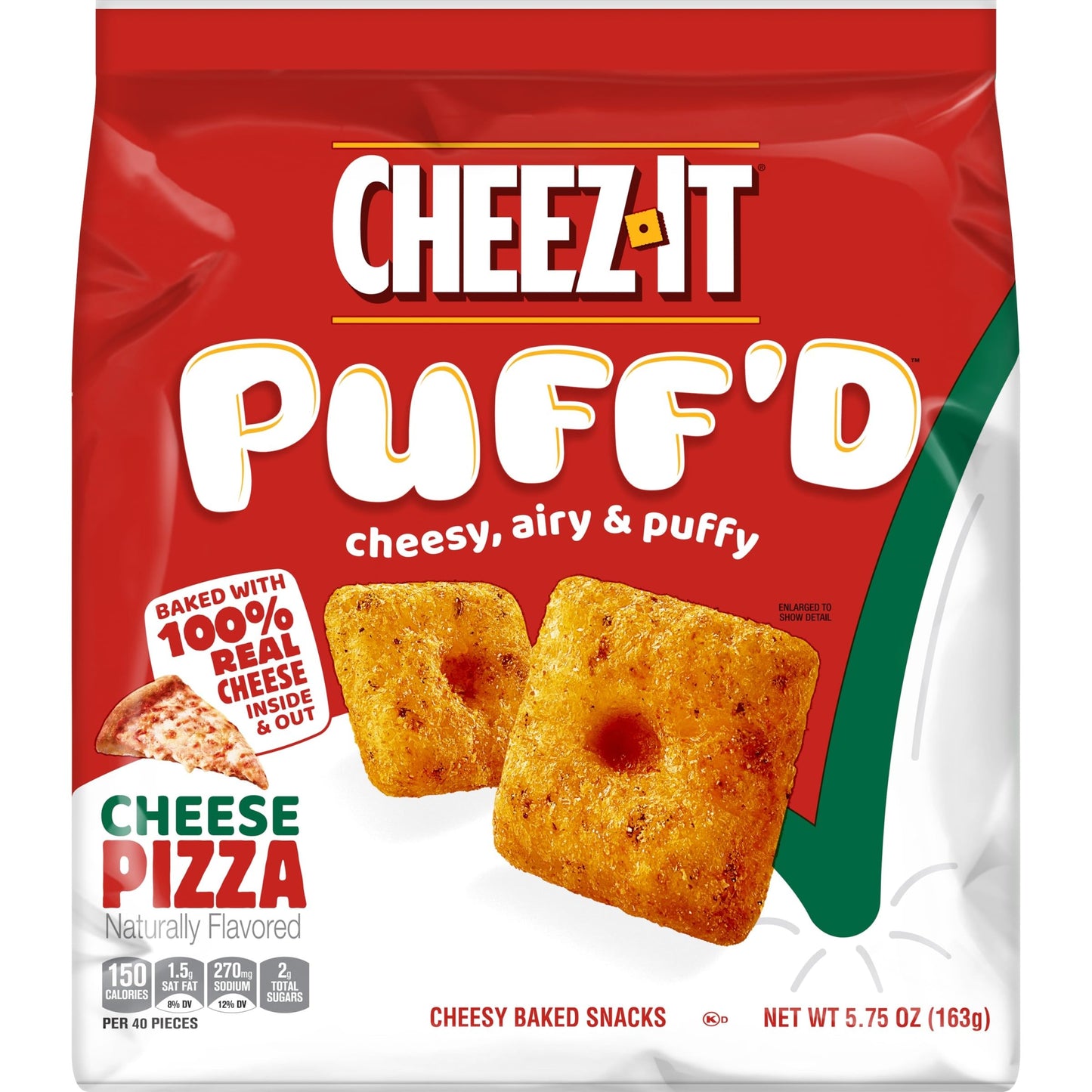 Cheez-It Puffd Cheesy Baked Snacks, Puffed Snack Crackers, Lunch Snacks, Cheese Pizza, 5.75oz Bag (1 Bag)
