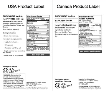 Food to Live Buckwheat Kasha, 10 Pounds - Grechka, Toasted Whole Groats, Made from Hulled Seeds, Kosher, Bulk. Rich in Dietary F