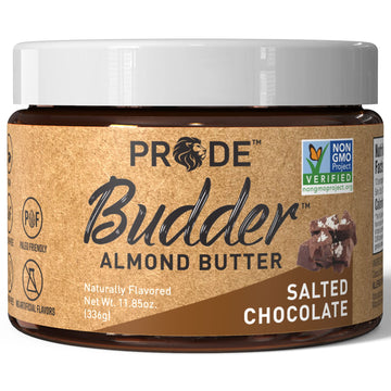 Pride Foods Budder Clean Gourmet Almond Butter, Paleo, Keto, Gluten-Free, Vegan, Peanut-Free, Non-GMO, No Artificial Flavors, Pe