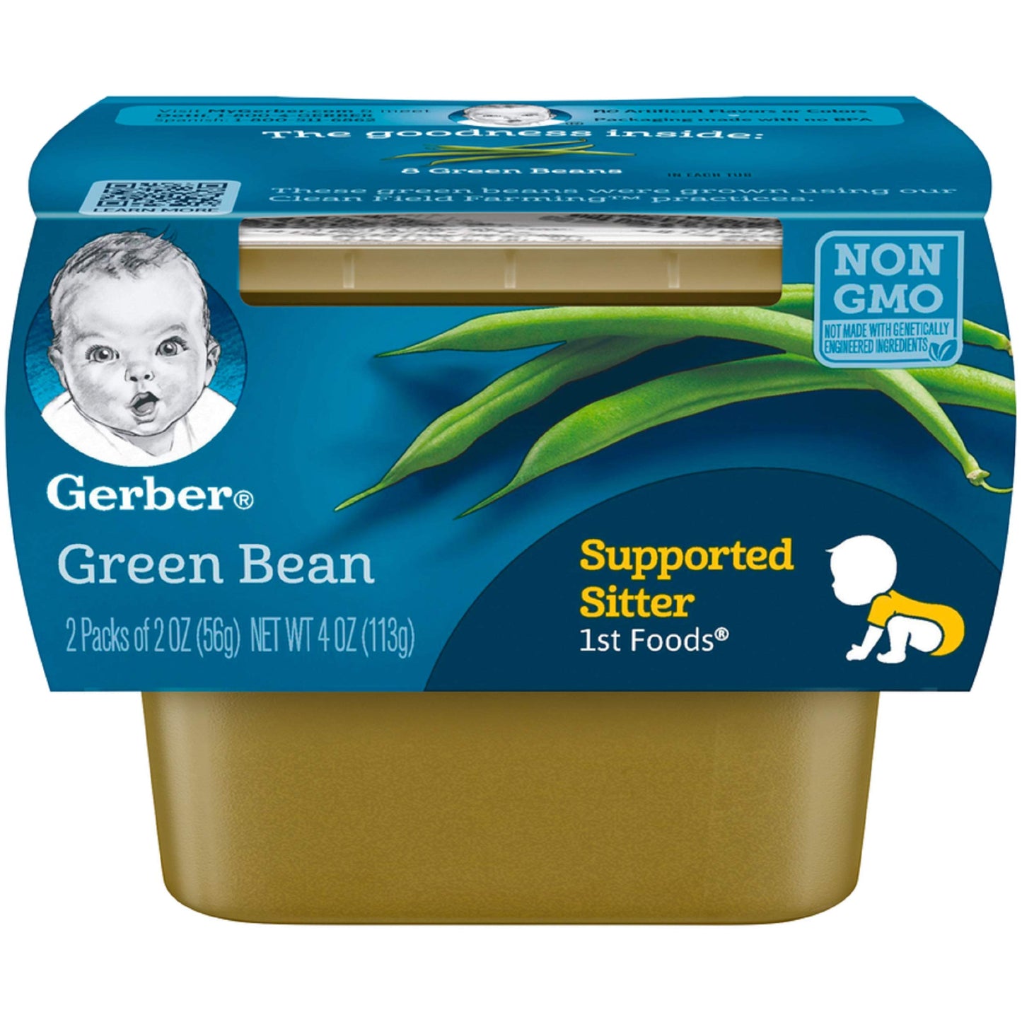 Gerber Green Bean & Carrot Puree Baby Food Bundle (8 Pack)