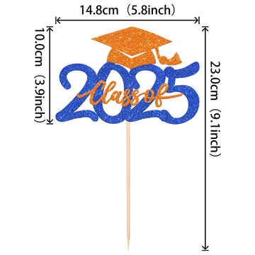 1 Pcs Class Of 2025 Cake Topper Glitter Graduation Cap Cake Pick 2025 Congrats Grad Cake Decoration For 2025 Graduation Theme Pa