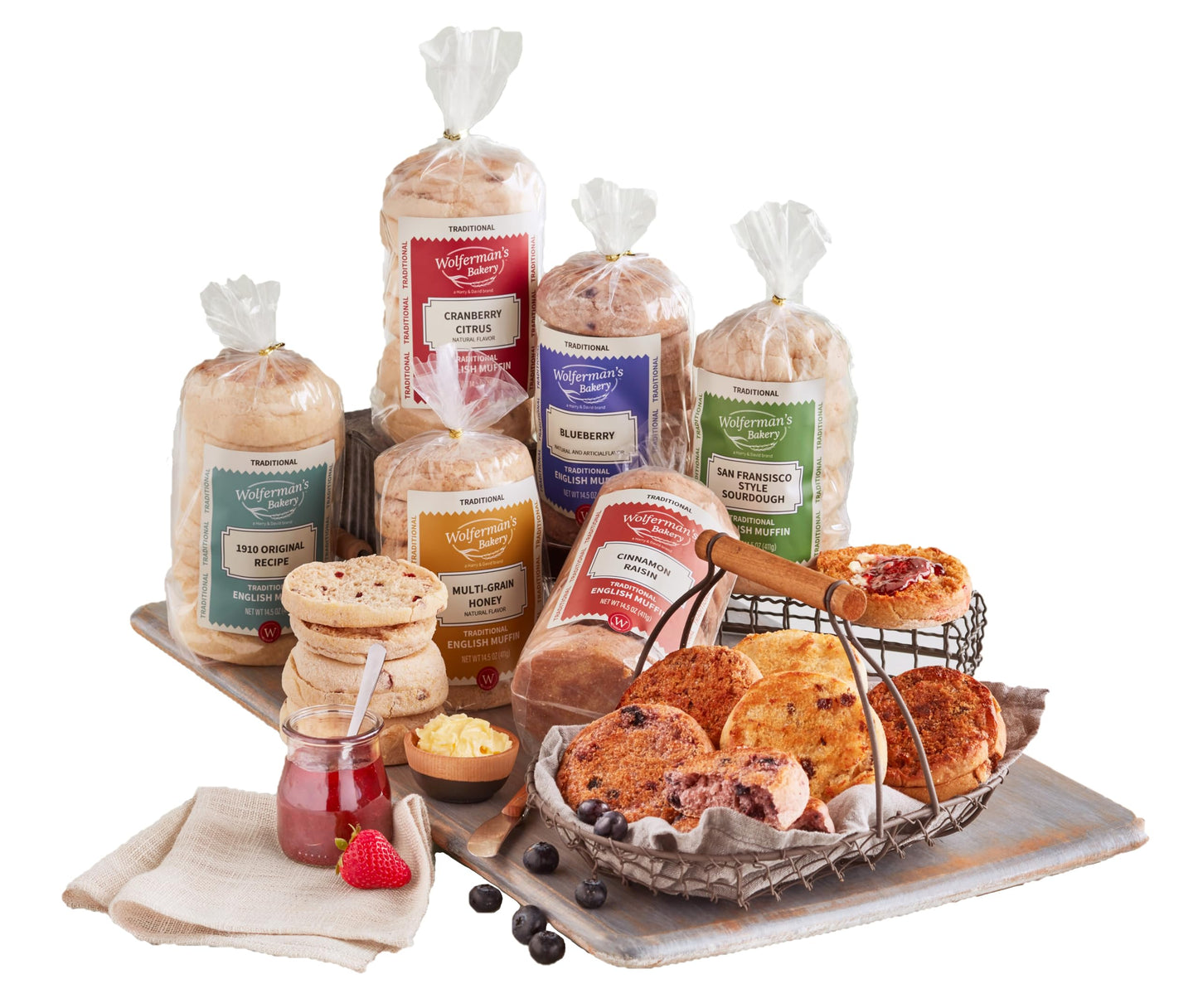 Wolferman's Traditional English Muffin Sampler, English Breakfast, Gift Basket Item, Breakfast Nook
