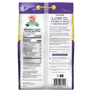 Laxmi Diabetic Friendly Basmati Rice w/Lower G.I. Index Value - 10lb