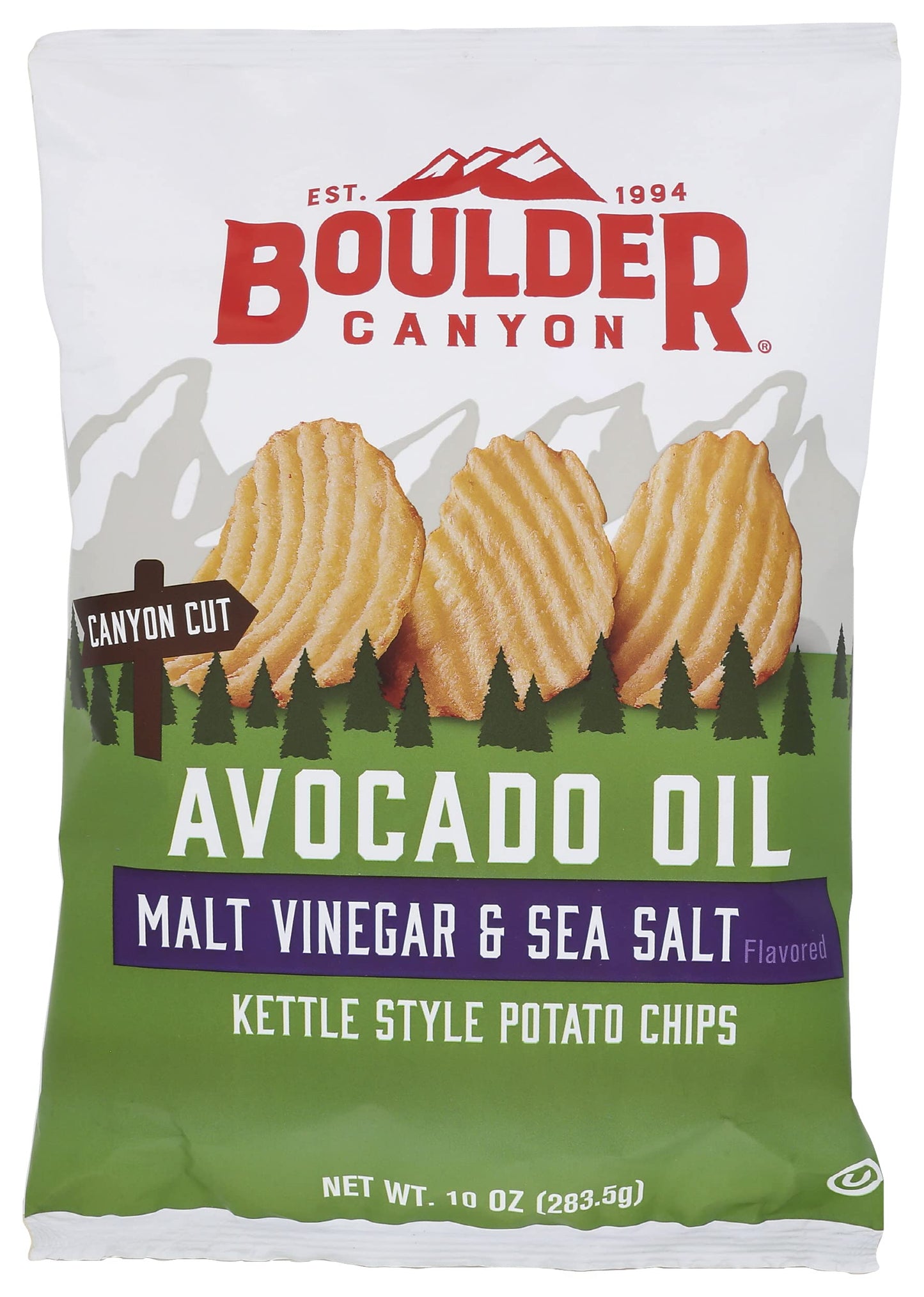 Boulder Canyon Avocado Oil Malt Vinegar & Sea Salt Chips 10Oz, (Pack Of 12)