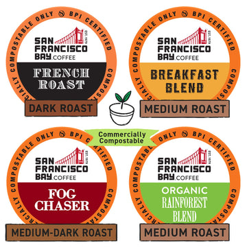 San Francisco Bay Compostable Coffee Pods - Original Variety Pack (80 Ct) K Cup Compatible Including Keurig 2.0, French, Breakfa