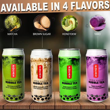Pocas Bubble Tea, Classic Taiwan Style Milk Tea With Tapioca Pearls. Ready To Serve Boba Tea, World’S Best Tasting Boba Tea.16.5Fl Oz (Variety Pack, 6)