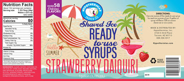 Hypothermias Strawberry Daiquiri Ready To Use Gallon (128 Fl. Oz) Hawaiian Snow Cone Flavors Syrup - Shaved Ice, 100% Pure Cane
