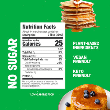 Pyure Organic Maple Flavored Syrup | Sugar-Free Maple Syrup For Pancakes, Waffles, Keto Desserts | 2G Net Carbs, Gluten-Free, Vegan, Plant-Based, Non-Gmo, Diabetic Friendly | 14 Oz Bottle