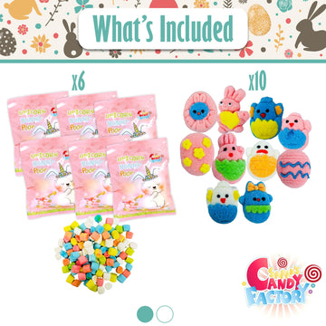 Easter Snack Green Tin Basket (46 Count) Filled With Candy, Treats And Bunny, Great Package For Family, Friends, Kids, Boys And