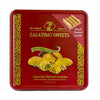 Zalatimo Sweets Since 1860, 100% All Natural Assorted Mamoul Shortbread Cookies, Square Metal Gift Tin, Slightly Sweet Cookies,