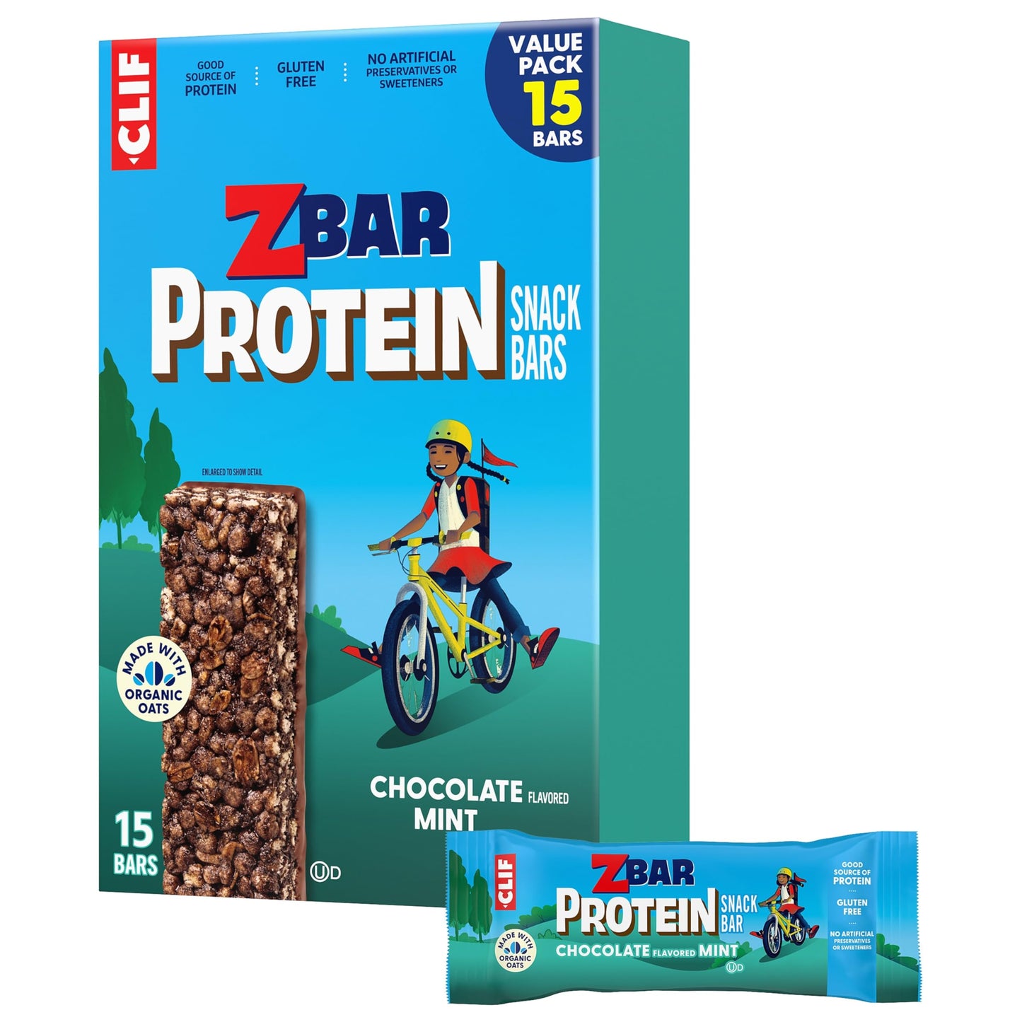 Zbar Protein - Chocolate Flavored Mint - Crispy Snack Bars - Made with Organic Oats - Non-GMO - 5g Protein - Gluten Free Protein
