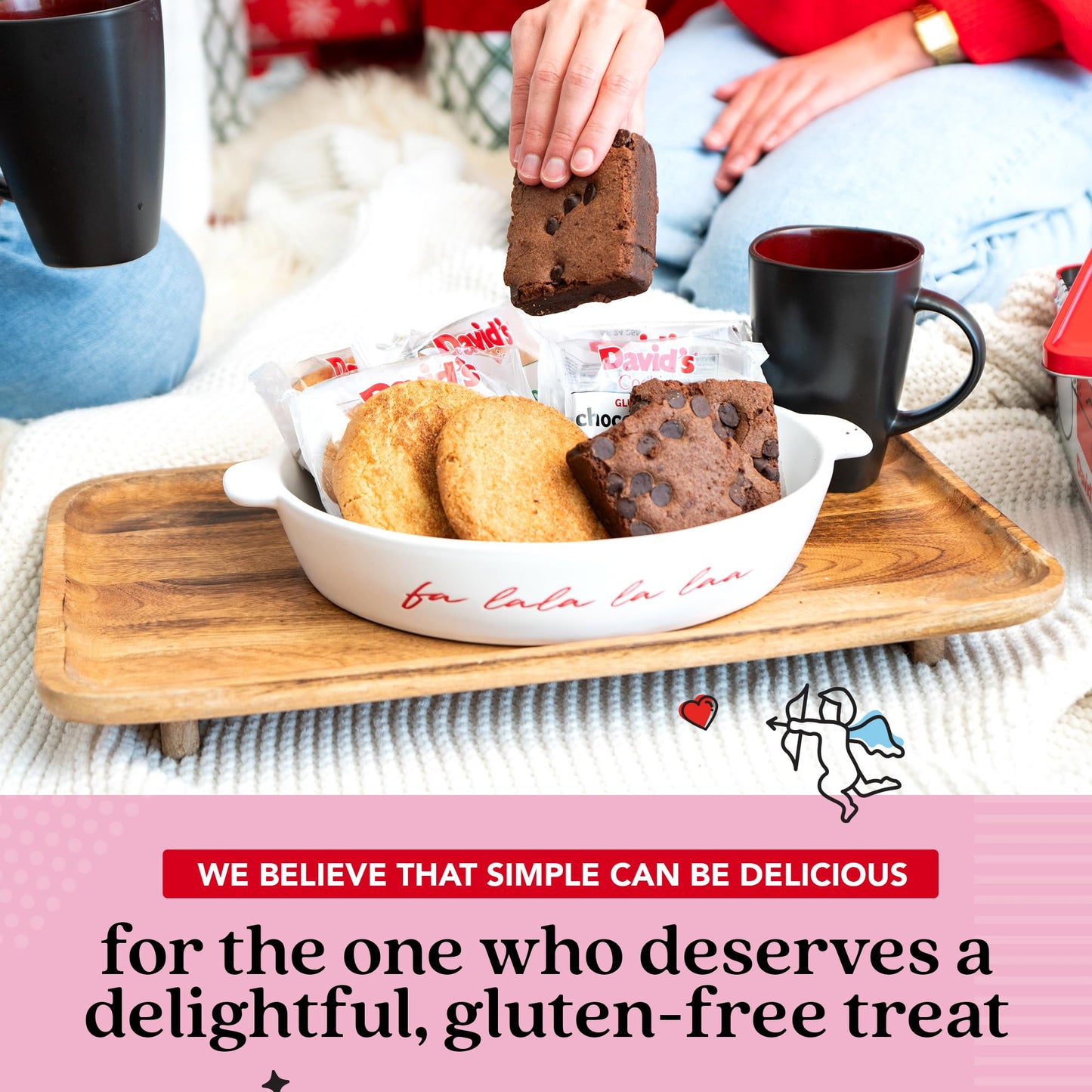 Davids Cookies Gluten Free Assorted Cookies And Brownies Bucket Sampler - Comes In A Love-Themed Decorated Bucket 1.3Lbs - Fresh