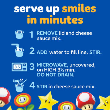 Kraft Mac & Cheese Microwavable Dinner With Super Mario Power-Up Pasta Shapes, 4 1.9 Oz Cups