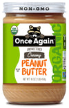 Once Again Organic Creamy Peanut Butter, 16Oz - Lightly Salted, Unsweetened - Usda Organic, Gluten Free Certified, Vegan, Kosher - Glass Jar