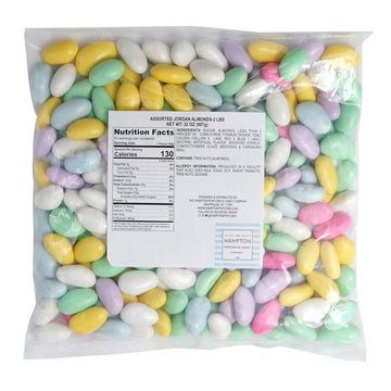 Assorted Jordan Almonds, 2 Pound Jodan Almonds Bulk Bag, Almond Candy, Jordan Almonds Candy