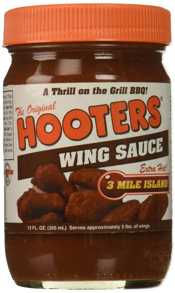 The Original Hooters 3 Mile Island Wing Sauce - Versatile, Restaurant-Quality Flavor - Ideal For Chicken Wings, Ribs, And Seafood, Nutritionally Balanced, Extra Hot - 12 Oz