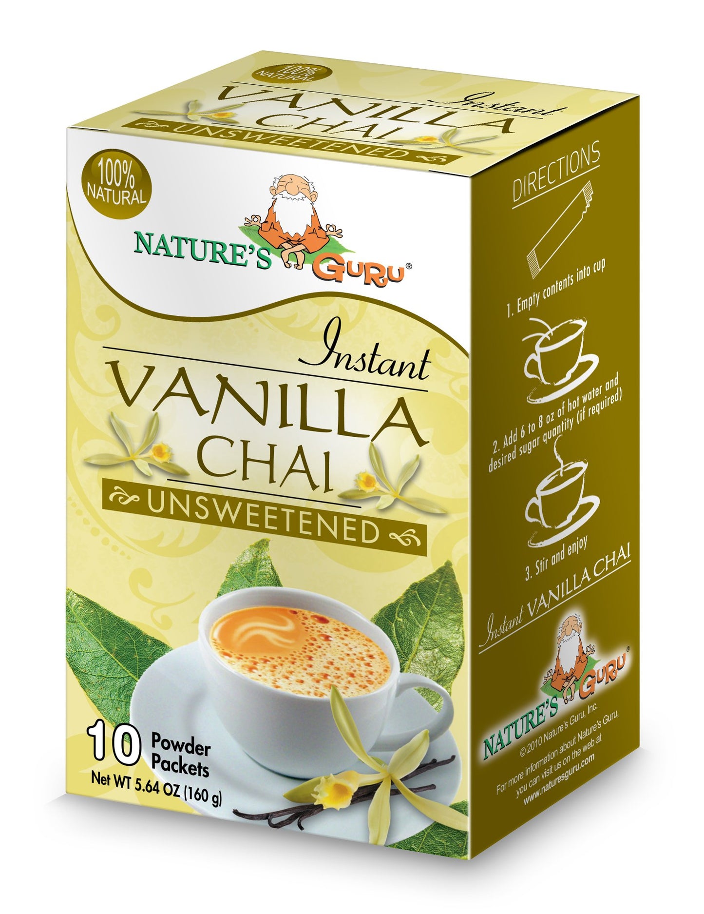 Nature's Guru Instant Vanilla Chai Unsweetened 10-count (Pack of 1)