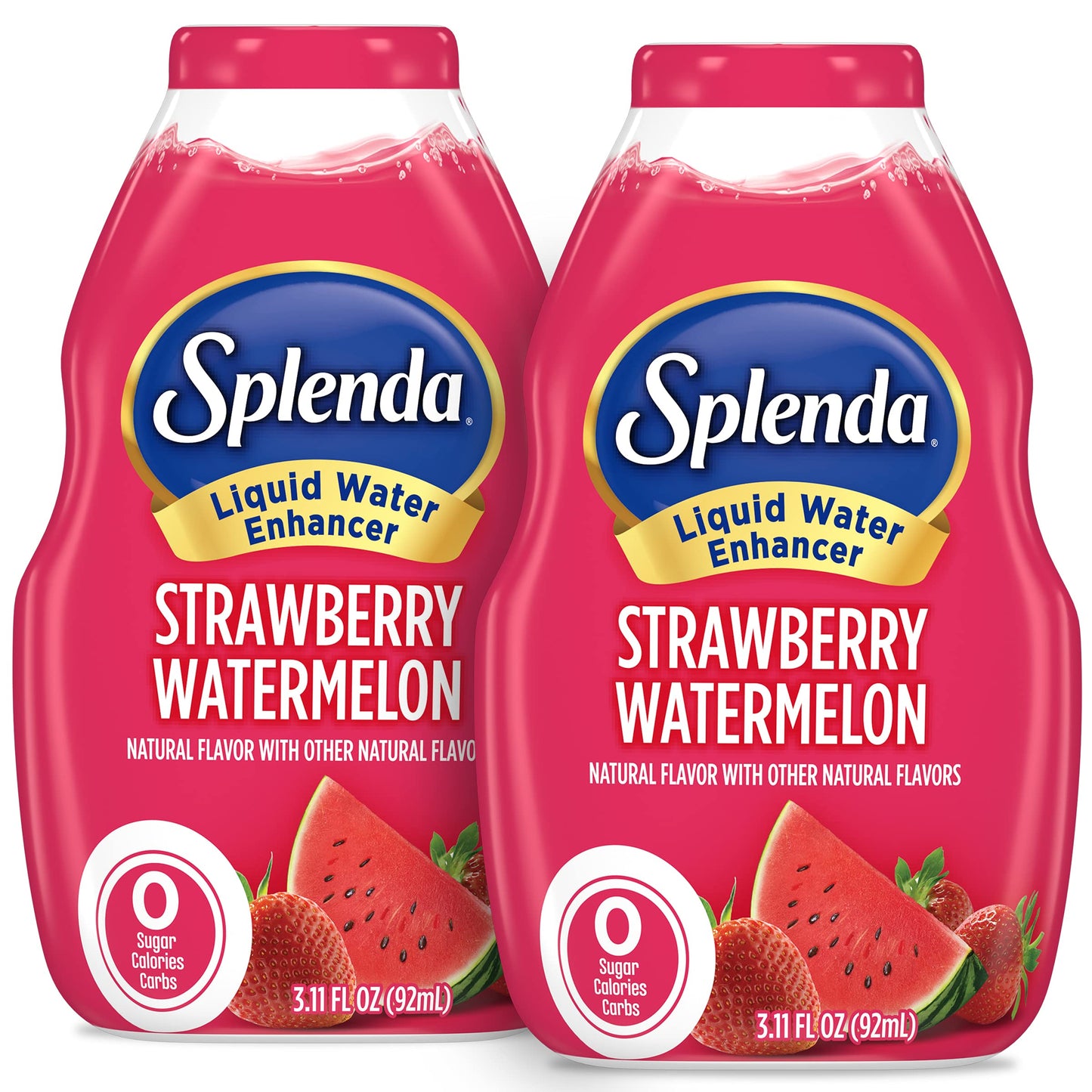 SPLENDA Liquid Water Enhancer Drops, Sugar Free, Concentrated Drink Mix, 3.11 Fl Oz Each Bottle, Strawberry Watermelon, 2 Pack