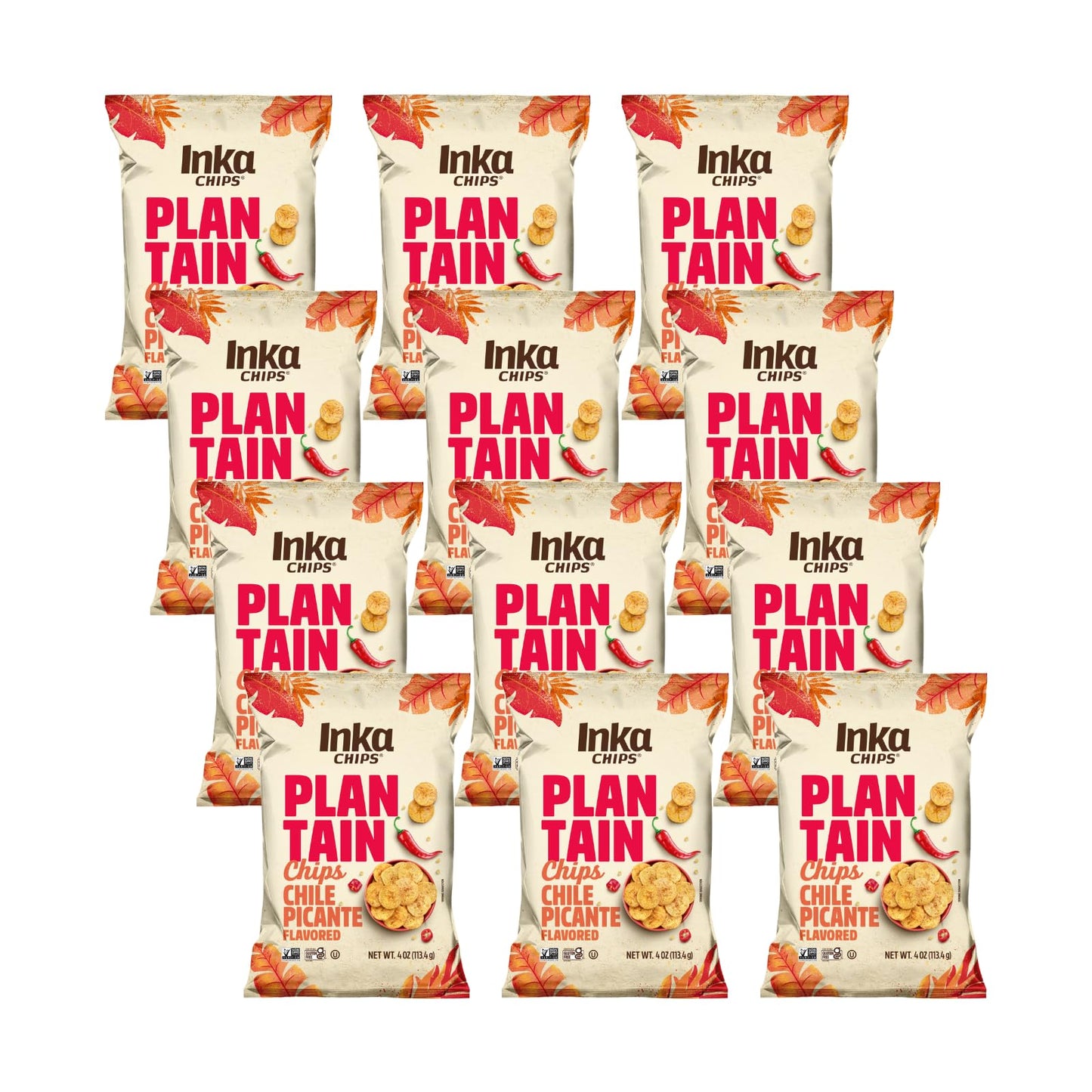 Inka Crops Plantain Chips, Chile Picante, 4 Ounce (Pack of 12)