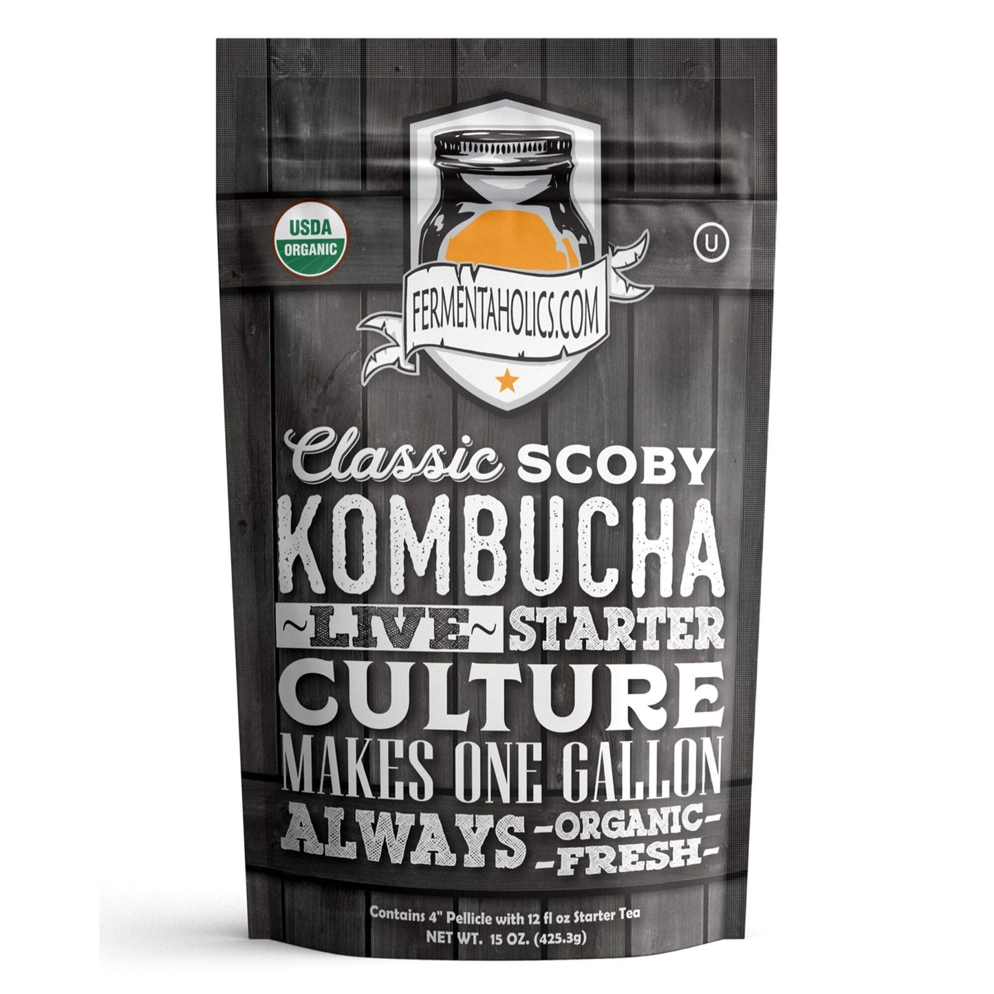 Fermentaholics Kombucha Scoby & Starter Tea | Live, Fresh, Organic Starter Culture | Diy Kombucha | 12Oz Fresh Starter Tea