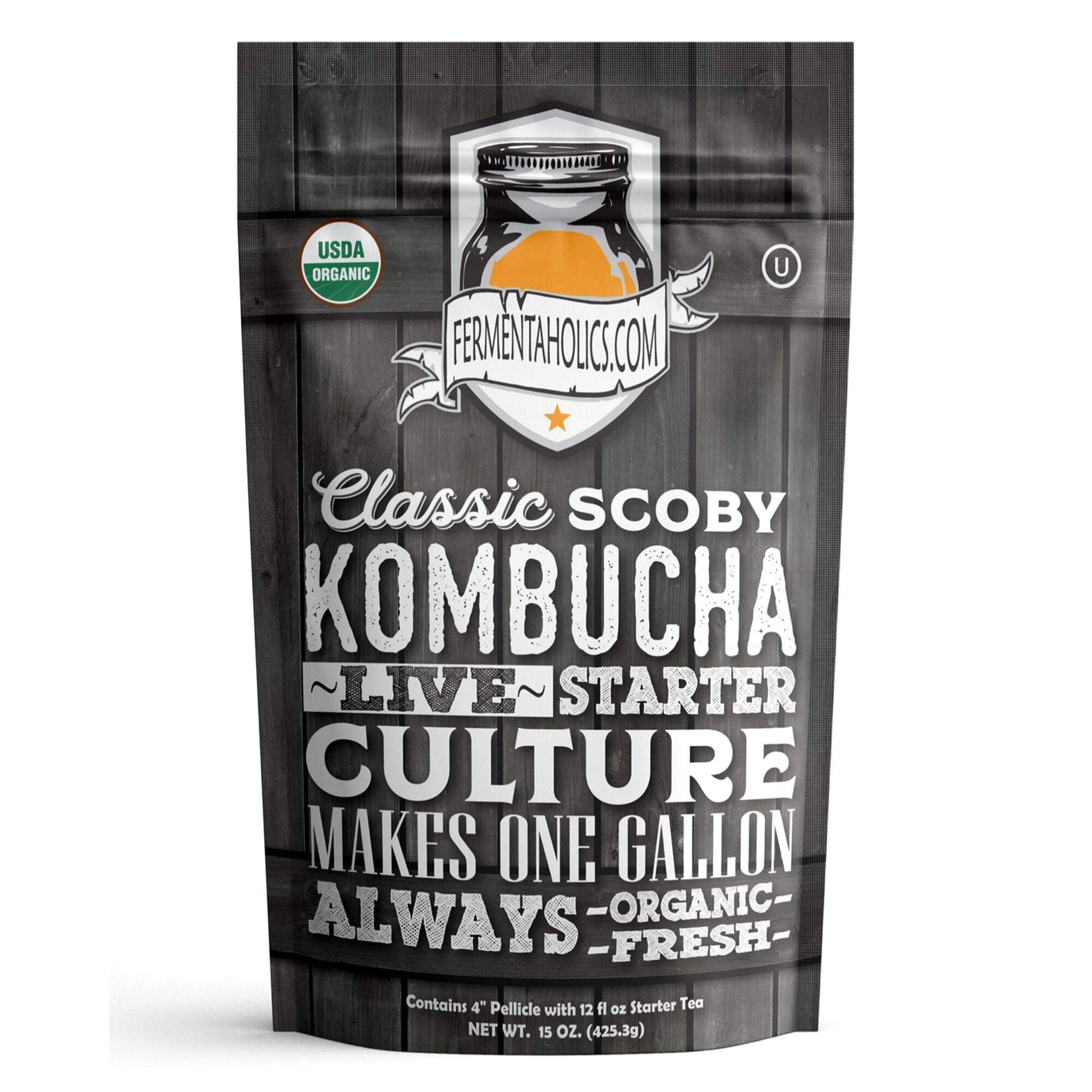 Fermentaholics Kombucha Scoby & Starter Tea | Live, Fresh, Organic Starter Culture | Diy Kombucha | 12Oz Fresh Starter Tea