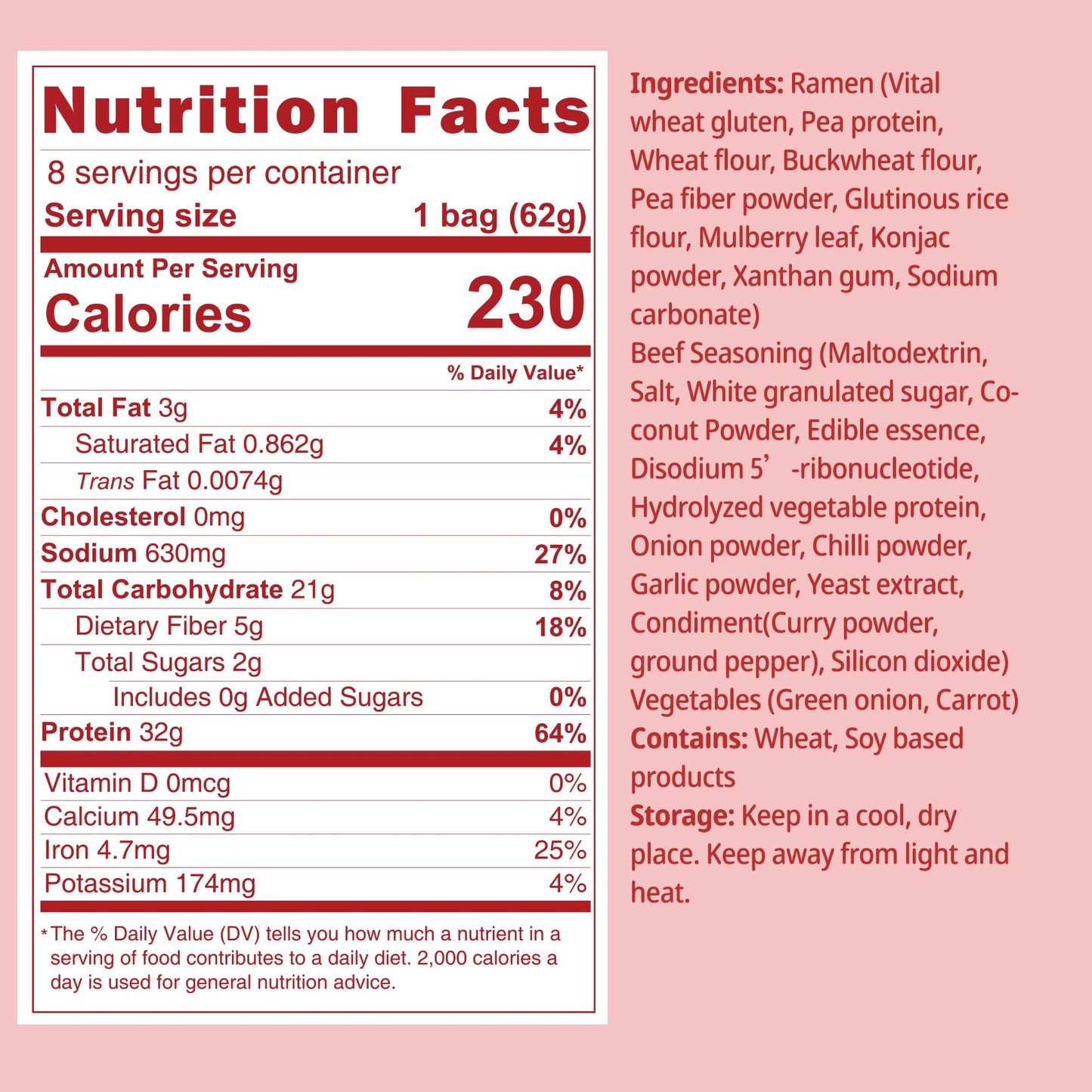 Volo Vero High Protein (32G) Instant Ramen Noodles Spicy Beef    Flavor Soup, 8 Pack, Plant-Based, Low Carb, Air-Dried, Non-Frie