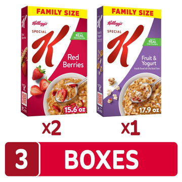 Kelloggs Special K Breakfast Cereal Variety Pack, Fiber Cereal, Family Size, 16.37 Ounce (Pack of 3)