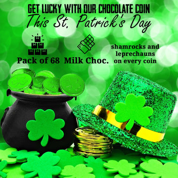 St Patrick'S Day Chocolate Coin Candy, 1 Pound, Approximately 75 Pieces, Green Foil Wrapped Pieces, Perfect For St. Patrick'S Da