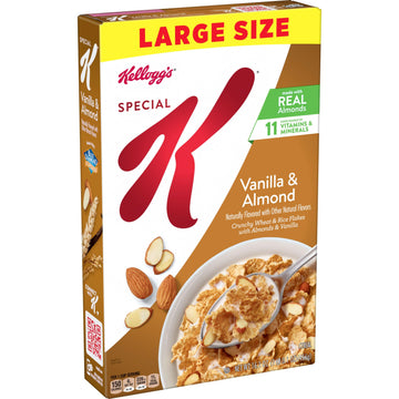 Kellogg's Special K Breakfast Cereal, Fiber Cereal, Family Breakfast, Vanilla and Almond, 16.1oz Box (1 Box)