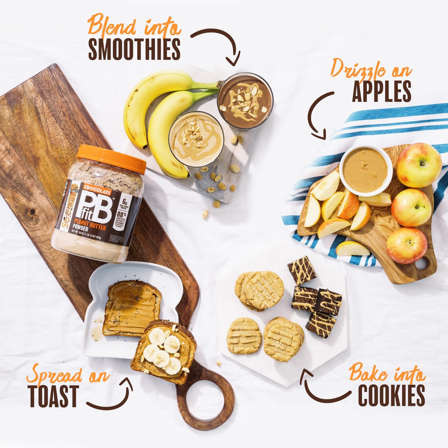 Pbfit 30 Ounce Peanut Butter Powder Chocolate Flavor, Cocoa Powdered Peanut Butter Spread From Real Roasted Peanuts And Cocoa, 6G Of Protein 7% Dv, Gluten-Free, 70 Calories, 88% Less Fat (Pack Of 1)